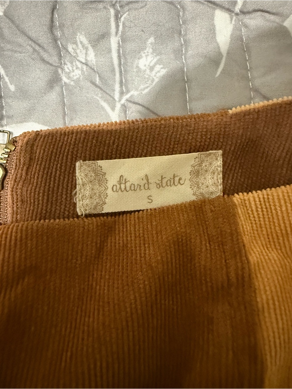 Altar'd State Colorblock Paneled Mini Skirt in Cream, Brown & Tan - Picture 3 of 3
